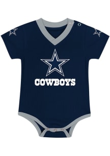 Dallas Cowboys Baby Navy Blue Team Captain Design Short Sleeve One Piece