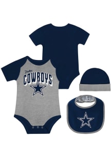 Dallas Cowboys Baby Navy Blue Dynamic Duo Set One Piece with Bib