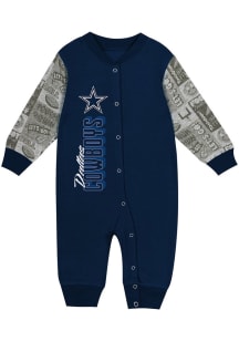 Dallas Cowboys Baby Navy Blue Playbook Style Long Sleeve One Piece