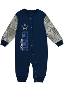 Dallas Cowboys Baby Navy Blue Playbook Long Sleeve One Piece