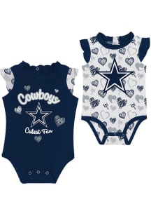 Dallas Cowboys Baby Navy Blue Happy Hearts Set One Piece