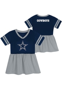 Dallas Cowboys Baby Girls Navy Blue Stadium Lights Short Sleeve Dress