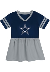 Dallas Cowboys Girls Navy Blue Stadium Lights Short Sleeve Dress