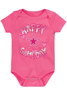 Dallas Cowboys Baby Pink Happy Game Day Short Sleeve One Piece