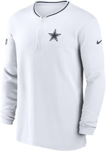 Nike Dallas Cowboys Mens White Sideline Coach Long Sleeve Qtr Zip Pullover