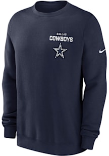Nike Dallas Cowboys Mens Navy Blue Club Long Sleeve Crew Sweatshirt