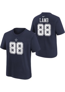 CeeDee Lamb Dallas Cowboys Youth Navy Blue Nike Fuse NN Player Tee