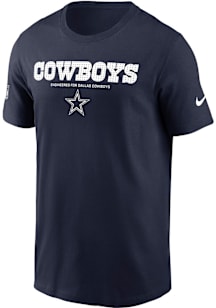 Nike Dallas Cowboys Navy Blue Sideline Team Issue Short Sleeve T Shirt