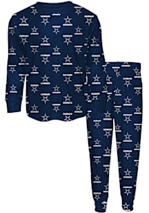Dallas Cowboys Kids Navy Blue All Over Logo Loungewear PJ Set