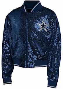 Dallas Cowboys Girls Navy Blue Glam Squad Long Sleeve Full Zip Jacket