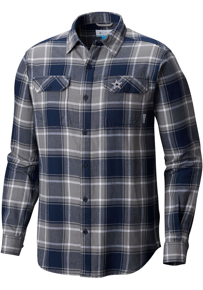 Columbia Men's Navy, White Dallas Cowboys Flare Gun Omni-Wick Button-Up  Long Sleeve Shirt