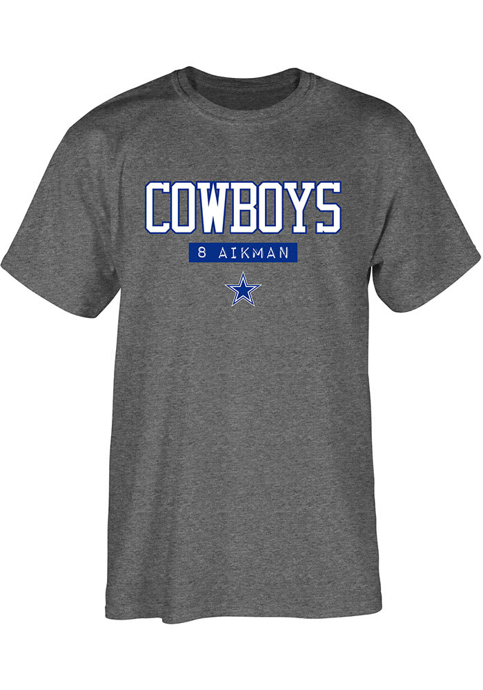 Troy Aikman Dallas Cowboys Grey Akron Short Sleeve Player T Shirt