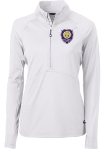 Cutter and Buck Orlando City SC Womens White Adapt Eco Qtr Zip Pullover