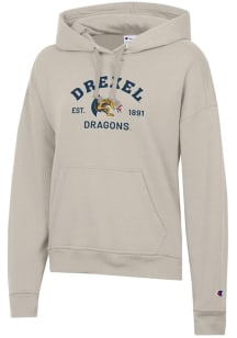 Womens Drexel Dragons White Champion Arch Est Date Powerblend Hooded Sweatshirt