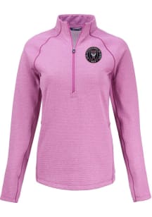 Cutter and Buck Inter Miami CF Womens Pink Pehastin Qtr Zip