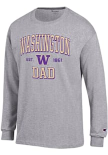 Champion Washington Huskies Grey Est Date Dad Jersey Long Sleeve T Shirt