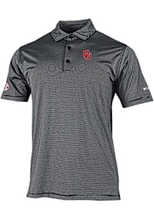 Columbia Oklahoma Sooners Mens Black Double Hit 2 Loc Short Sleeve Polo