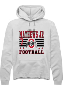 Jermaine Mathews Jr Rally Mens White Ohio State Buckeyes NIL Striped Player Hood