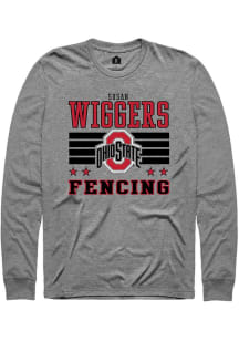 Susan Wiggers Mens Grey Ohio State Buckeyes NIL Striped Long Sleeve Player T Shirt