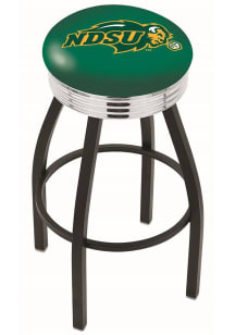 North Dakota State Bison 3 Ring Chrome Seat Pub Stool - Black