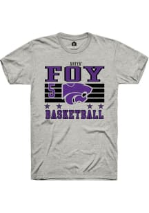 Aniya’ Foy Rally Mens Ash K-State Wildcats NIL Striped Player T Shirt