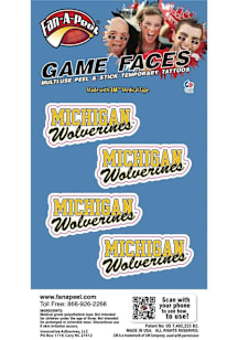 Navy Blue Michigan Wolverines 4pk Waterless Tattoo