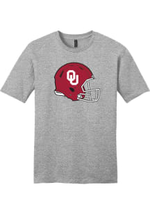 Oklahoma Sooners Grey Football Helmet Short Sleeve Fashion T Shirt