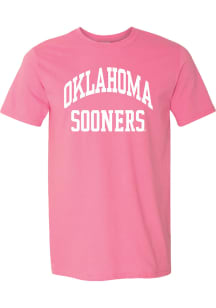 Oklahoma Sooners Pink Arch Team Name Ringspun Short Sleeve Fashion T Shirt