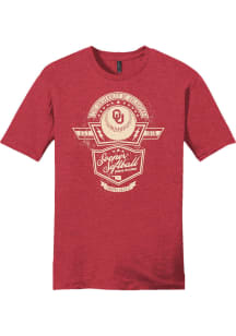 Oklahoma Sooners Red Softball Vintage Badge Short Sleeve Fashion T Shirt