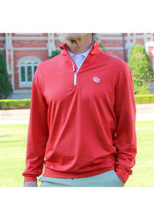 Oklahoma Sooners Mens Red Primary Logo Left Chest Long Sleeve 1/4 Zip Pullover