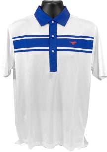 SMU Mustangs Mens White Primary Logo Short Sleeve Polo