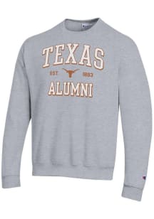 Champion Texas Longhorns Mens Grey Est Alumni Powerblend Long Sleeve Crew Sweatshirt