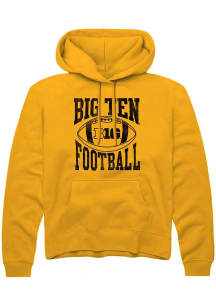 Mens Big Ten Gold Rally Football Arch Hooded Sweatshirt