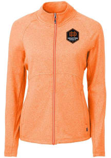 Cutter and Buck Houston Dynamo Womens Orange Adapt Eco Knit Light Weight Jacket