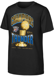 Oklahoma City Thunder Youth Black 2025 Finals Champion Hype Short Sleeve T-Shirt