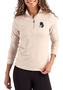 Cutter and Buck Michigan State Spartans Womens Oatmeal Vault Coastline Qtr Zip
