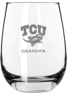 TCU Horned Frogs Grandpa 15oz Stemless Wine Glass - White