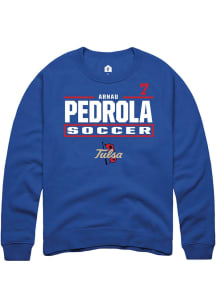 Arnau Pedrola Rally Mens Blue Tulsa Golden Hurricane NIL Stacked Box Player Crew