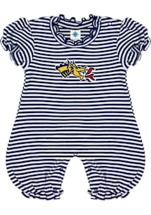 Drexel Dragons Baby Navy Blue Striped Puff Short Sleeve One Piece