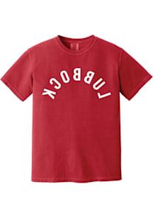 Summit Sportswear Lubbock Womens Red Upsidedown Word Arch Short Sleeve T-Shirt