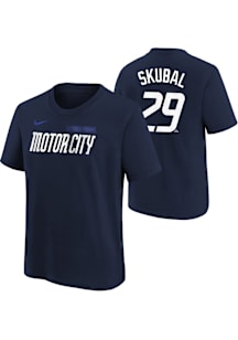 Tarik Skubal Detroit Tigers Youth Navy Blue City Connect NN Player Tee