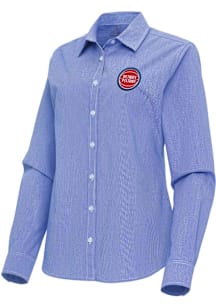Antigua Detroit Pistons Womens Porter Long Sleeve Blue Dress Shirt