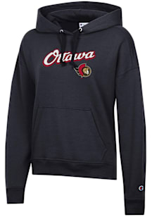 Champion Ottawa Senators Womens Black Script Logo Powerblend Hooded Sweatshirt