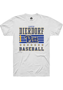 Carter Dierdorf Rally Mens White Pitt Panthers NIL Striped Player T Shirt