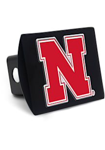 Nebraska Cornhuskers Black Metal Color Logo Car Accessory Hitch Cover