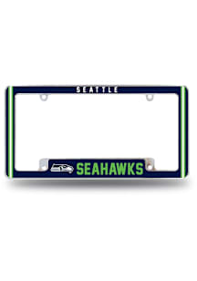 Seattle Seahawks Classic All Over Chrome License Plate Frame - White