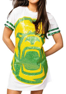 Queen of Sparkles Baylor Bears Womens White Sequin Mascot Short Sleeve Dress