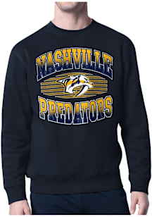 Starter Nashville Predators Mens Navy Blue Grit Long Sleeve Crew Sweatshirt
