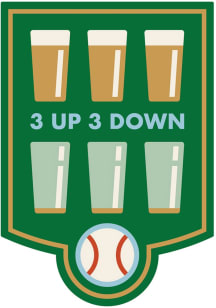 Baseball 3 Up 3 Down Beers Stickers - Green