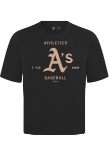 Levelwear Oakland Athletics Black Signature Knit Crossway Short Sleeve Fashion T Shirt